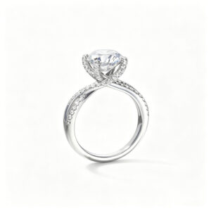 Women's 2ct Round Cut 4-Prong Diamond Engagement Ring | Twisted Pave Band Bridal Ring for Proposal & Anniversary