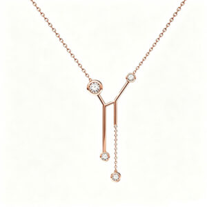 18K Rose Gold Y Letter Pendant Necklace with lab diamond Stones for Women