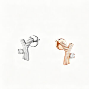 YOUCAN Y Letter Stud Earrings, 18K Gold  Pave lab Diamond Earrings for Women, Hypoallergenic Minimalist Jewelry Gift