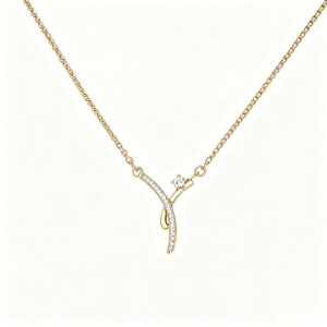 18K Gold Y Letter Pendant Necklace, Dainty lab Diamond Y Initial Necklace for Women