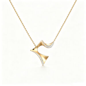 Dainty Modern Gold Statement Necklace with Sparkling lab diamond Pave