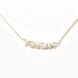 YOUCAN 18K Gold Letter Pendant Necklace with Pave lab diamond for Women