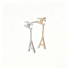 YOUCAN Two-Tone CA Letter Drop Earrings, 18K Gold lab diamond Long Chain Tassel Earrings for Women