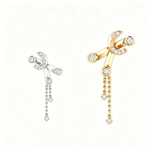 YOUCAN Interlocking lab Diamond Chain Drop Earrings, 18K Gold Dangle Stud Earrings, Hypoallergenic Luxury Jewelry for Women