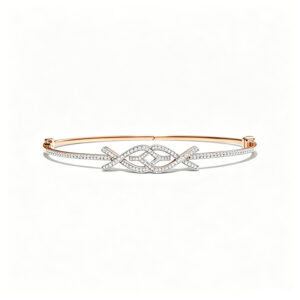 Women's Pave lab diamond Infinity Bangle, Luxury Two-Tone Rose Gold & Silver Statement Jewelry