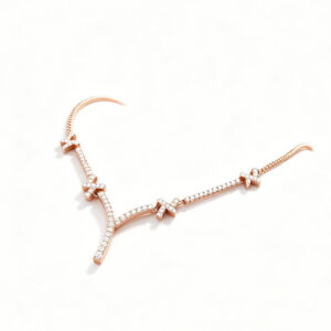 Dainty Rose Gold Bow Cross Y Necklace with Sparkling lab diamond Pave