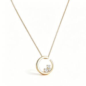 18K Gold Open Circle Lab diamond Pendant Necklace for Women Minimalist