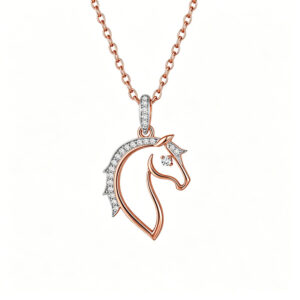 Minimalist Horse Head Diamond Pendant in 18K Rose Gold Jewelry