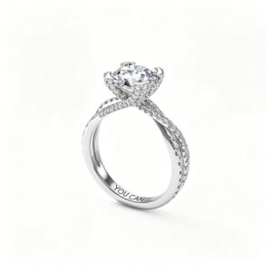 18K White Gold YOUCAN Brand Intertwined Band Ring, Full Pave lab diamond Bridal Ring for Women