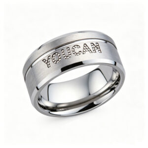 Sterling Silver Brushed Ring YOUCAN Zircon Inlay Men's Statement Band