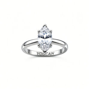 Minimalist Marquise Cut Engagement Ring, YOUCAN 925 Sterling Silver White Gold Plated Ring, 2ct High Shine lab diamond Ring for Bridal, Party, Daily Use