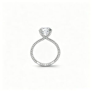 2ct Round Cut Moissanite Engagement Ring, You Can Engraved 18K White Gold Plated