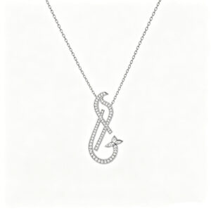 YOUCAN 18K White Gold Infinity Twist Pendant Necklace Sparkling lab diamond Butterfly Ladies Necklace