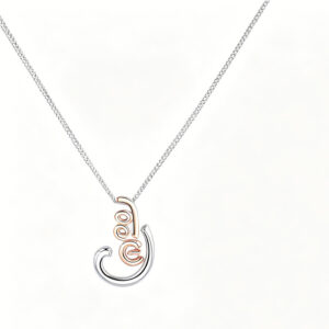 Rose Gold & white Mixed Metal Script Pendant Necklace For Women Daily Wear