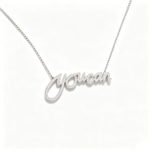 Full Paved Diamond Cursive YOUCAN Necklace, Minimalist Women Daily Wear Chain